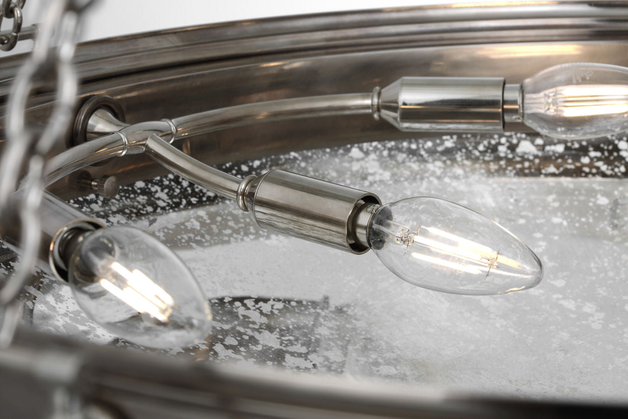 Quinn 28" Chandelier | Pewter | Antique Mercury Glass
