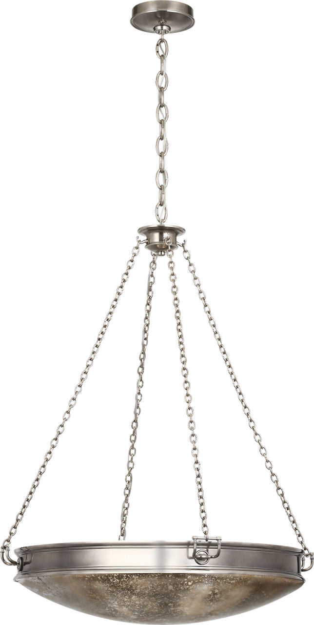 Quinn 28" Chandelier | Pewter | Antique Mercury Glass