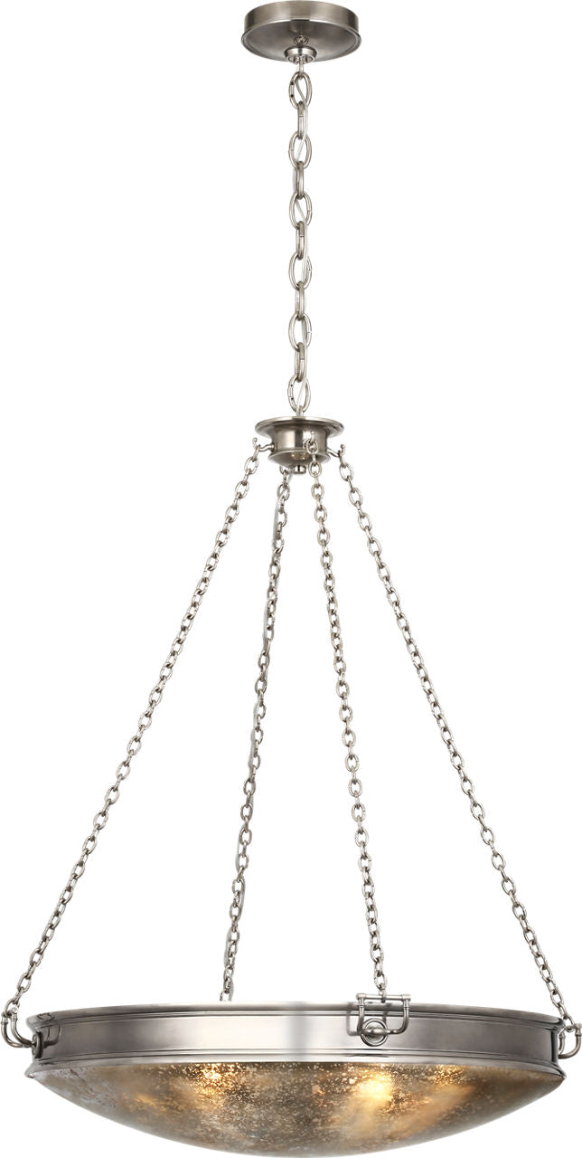 Quinn 28" Chandelier | Pewter | Antique Mercury Glass