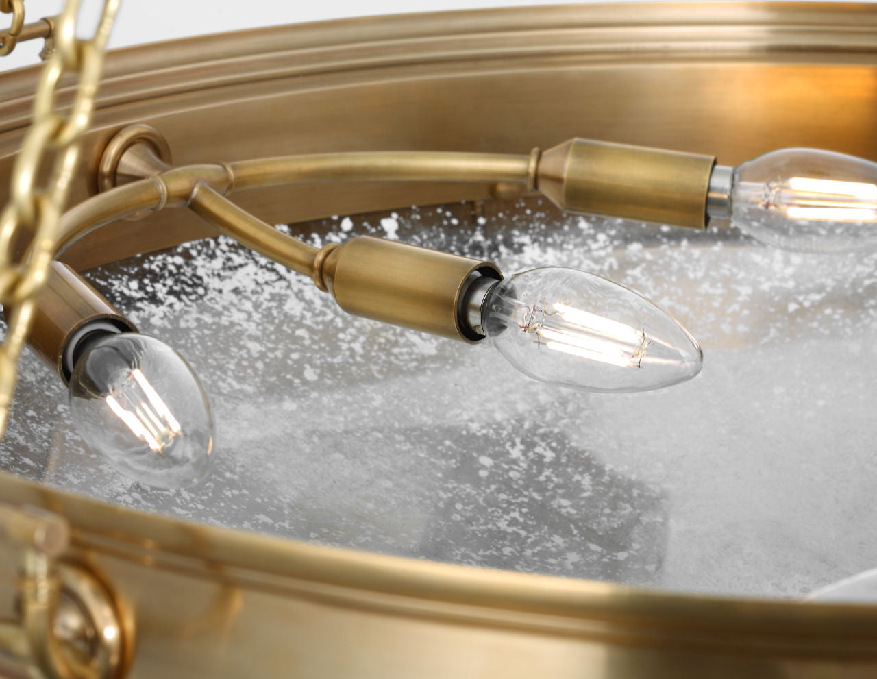 Quinn 28" Chandelier | Soft Brass | Antique Mercury Glass