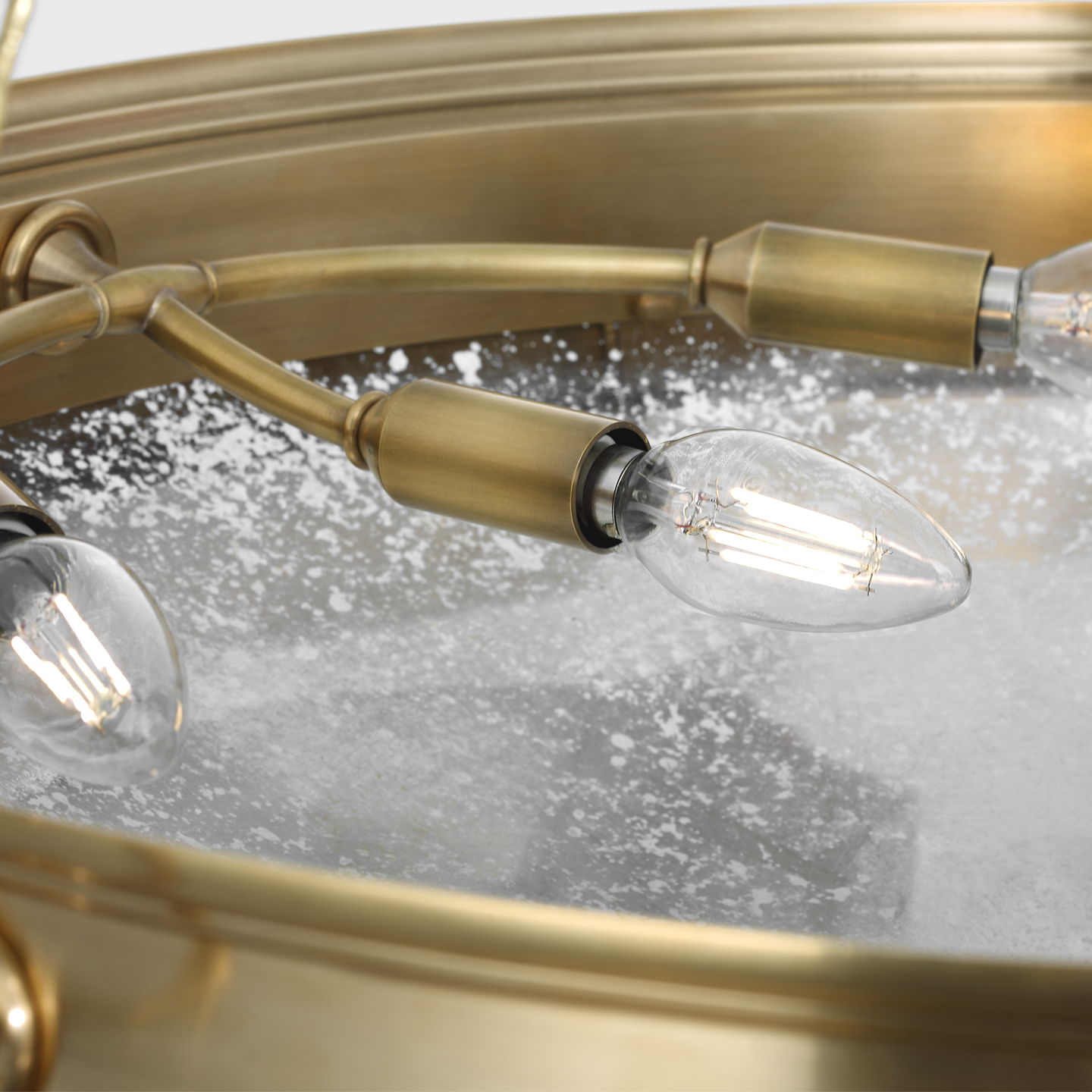 Quinn 28" Chandelier | Soft Brass | Antique Mercury Glass