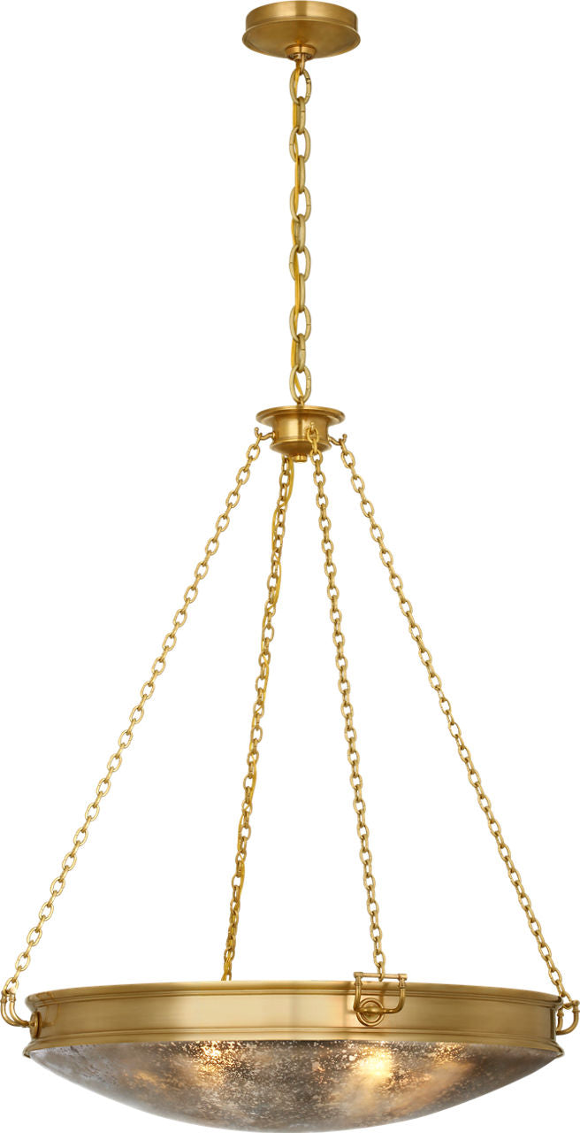 Quinn 28" Chandelier | Soft Brass | Antique Mercury Glass