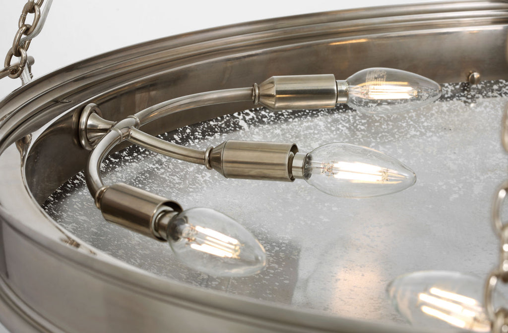 Quinn 35" Chandelier | Pewter | Antique Mercury Glass
