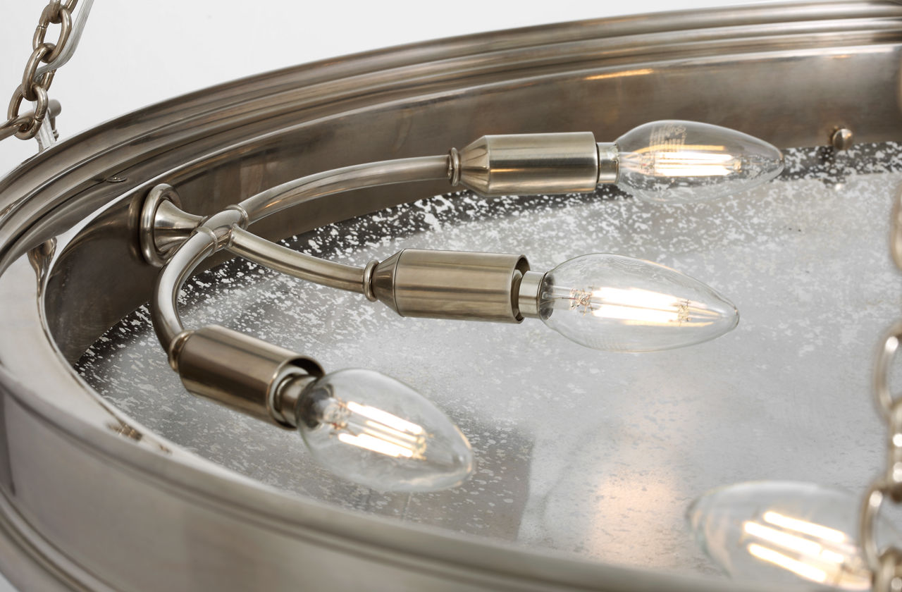 Quinn 35" Chandelier | Pewter | Antique Mercury Glass
