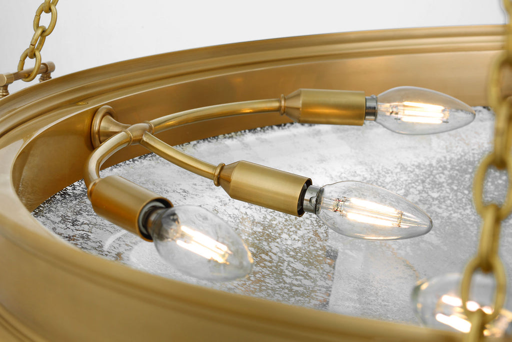 Quinn 35" Chandelier | Soft Brass | Antique Mercury Glass
