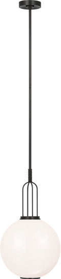 Meir 12" Pendant | Bronze | White Glass