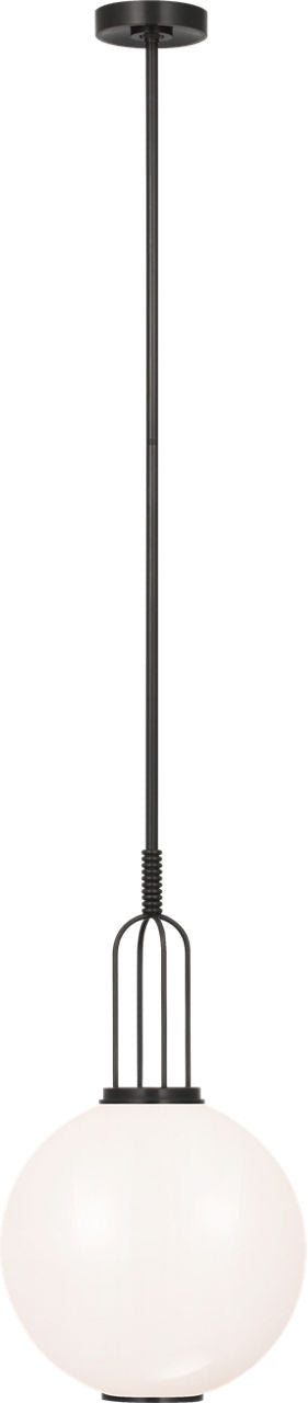 Meir 12" Pendant | Bronze | White Glass