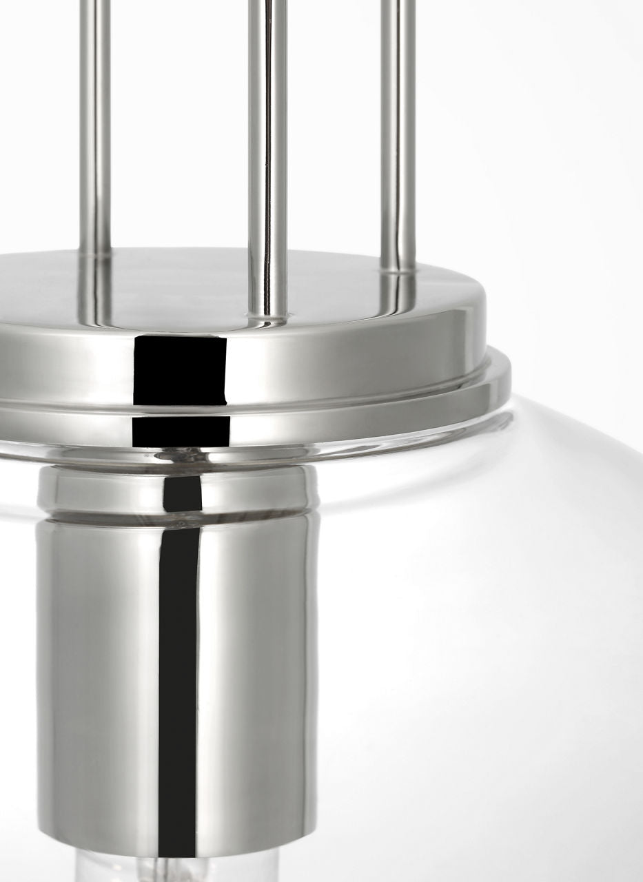 Meir 12" Pendant | Polished Nickel | Clear Glass