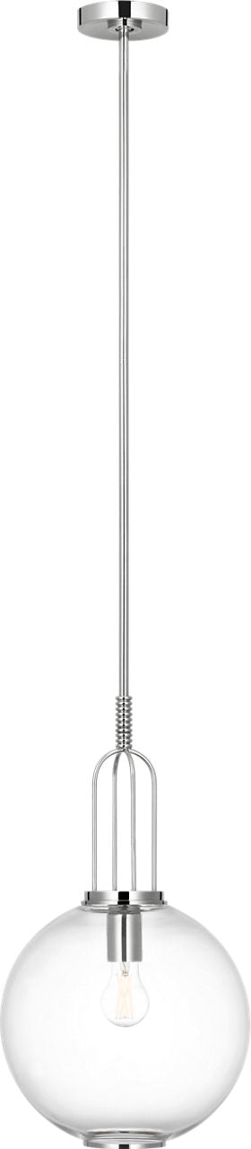 Meir 12" Pendant | Polished Nickel | Clear Glass