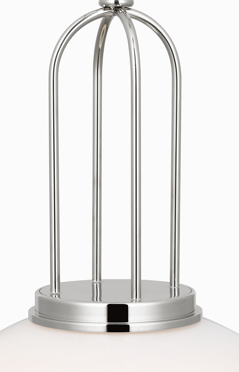 Meir 12" Pendant | Polished Nickel | White Glass