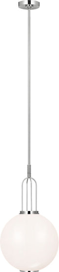 Meir 12" Pendant | Polished Nickel | White Glass