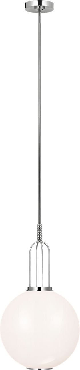 Meir 12" Pendant | Polished Nickel | White Glass