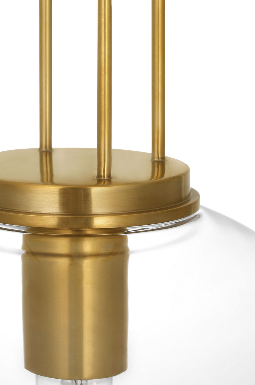 Meir 12" Pendant | Soft Brass | Clear Glass