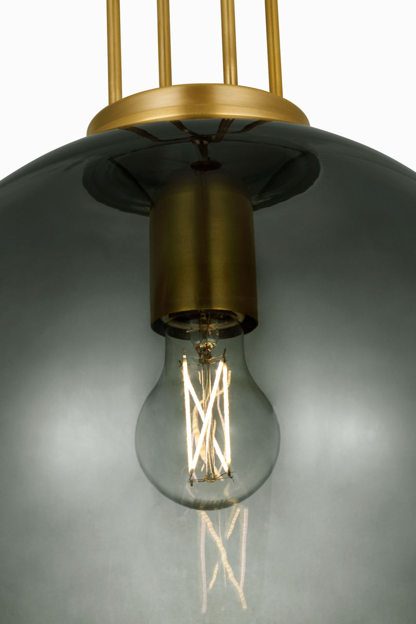 Meir 12" Pendant | Soft Brass | Smoked Glass