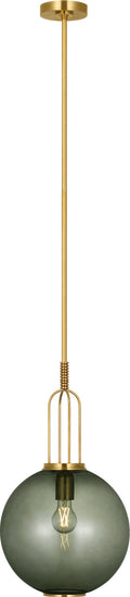 Meir 12" Pendant | Soft Brass | Smoked Glass