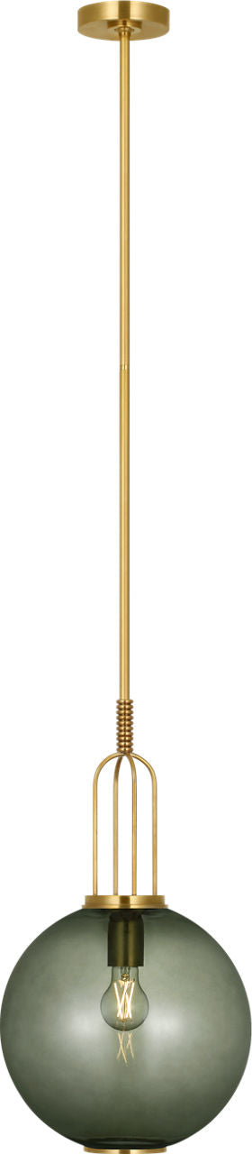 Meir 12" Pendant | Soft Brass | Smoked Glass