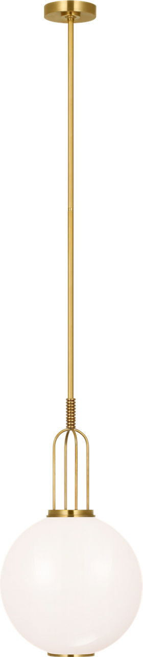 Meir 12" Pendant | Soft Brass | White Glass
