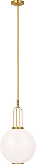 Meir 12" Pendant | Soft Brass | White Glass