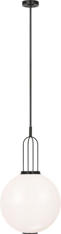 Meir 16" Pendant | Bronze | White Glass