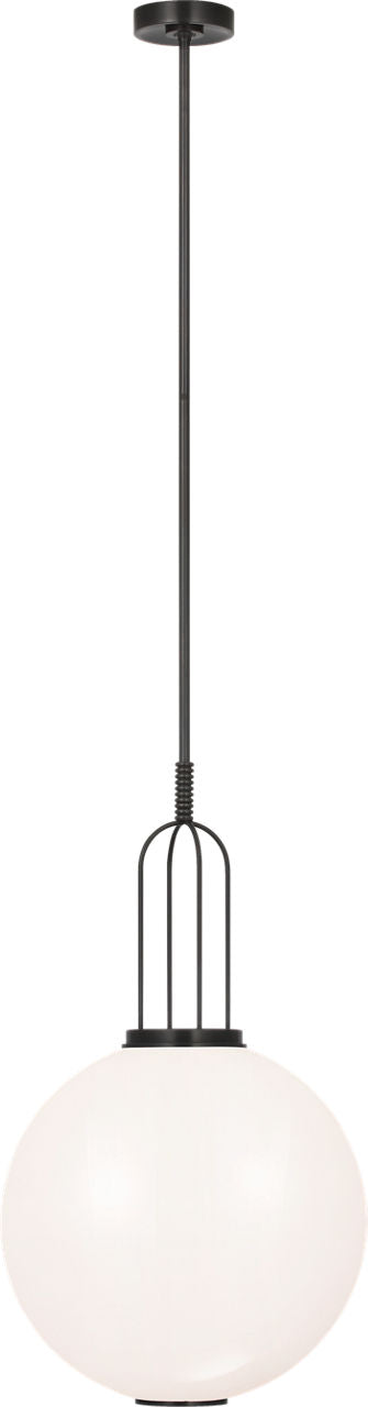 Meir 16" Pendant | Bronze | White Glass