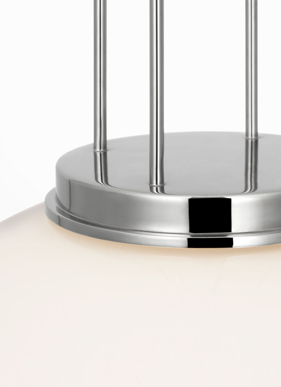 Meir 16" Pendant | Polished Nickel | White Glass