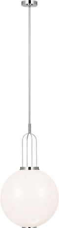 Meir 16" Pendant | Polished Nickel | White Glass