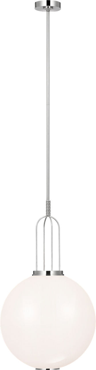 Meir 16" Pendant | Polished Nickel | White Glass