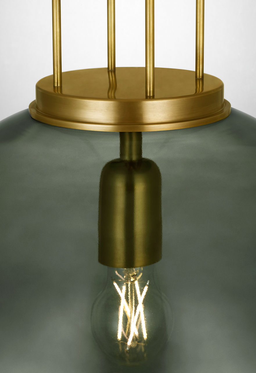 Meir 16" Pendant | Soft Brass | Smoked Glass