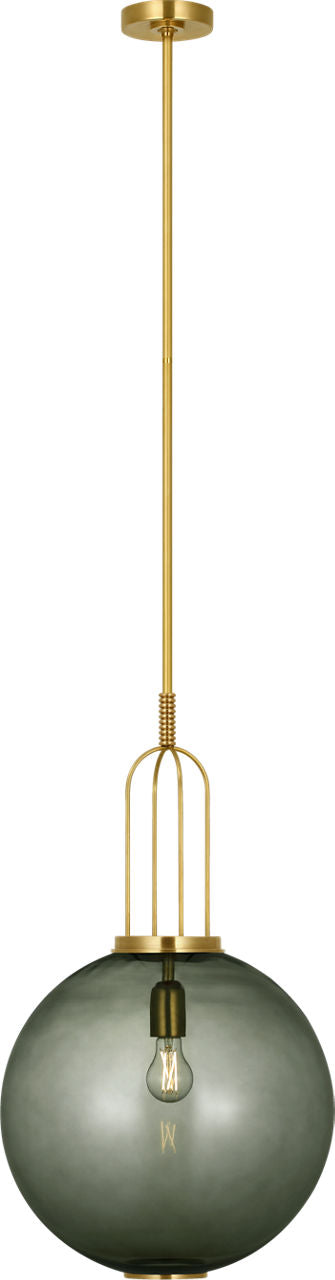 Meir 16" Pendant | Soft Brass | Smoked Glass
