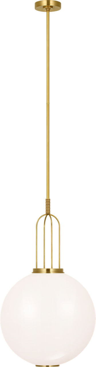 Meir 16" Pendant | Soft Brass | White Glass