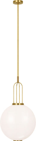 Meir 16" Pendant | Soft Brass | White Glass