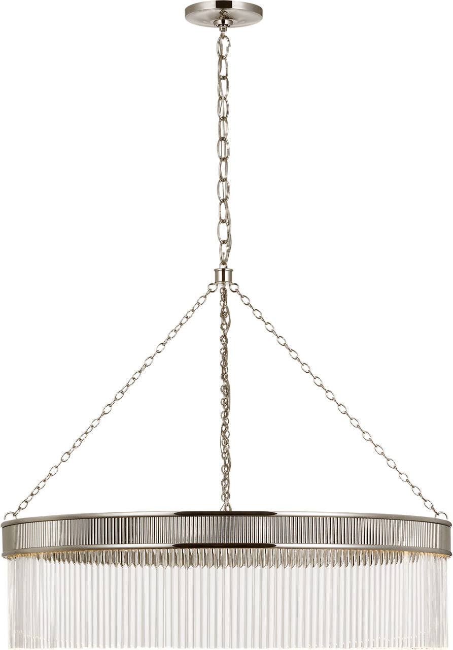 Menil Large Chandelier | Polished Nickel | Crystal Rods
