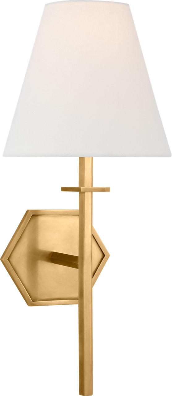 Olivier Medium Sconce | Hand-Rubbed Antique Brass | Linen Shade