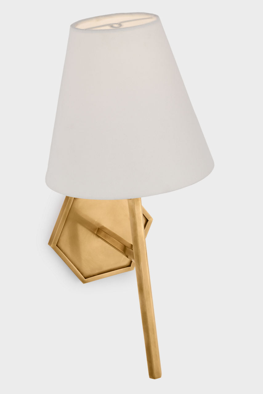 Olivier Medium Sconce | Hand-Rubbed Antique Brass | Linen Shade