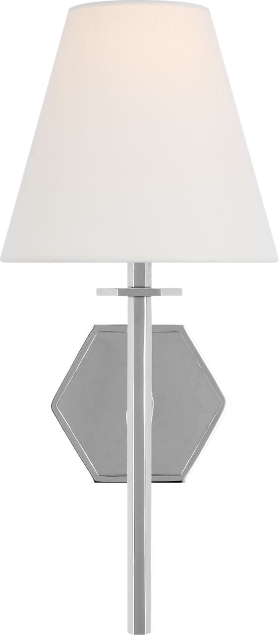 Olivier Medium Sconce | Polished Nickel | Linen Shade