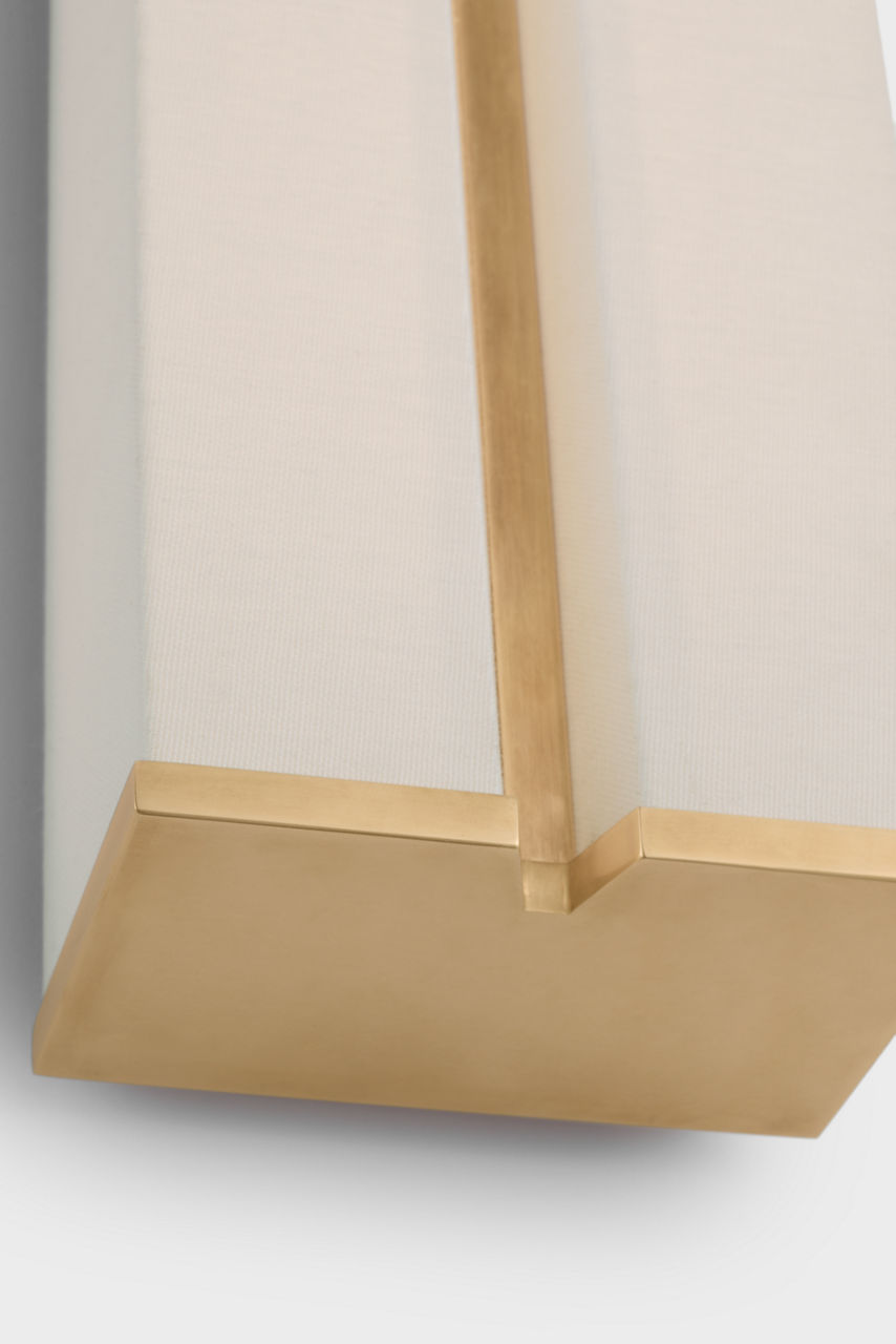 Vernet 30" Sconce | Hand-Rubbed Antique Brass and Linen