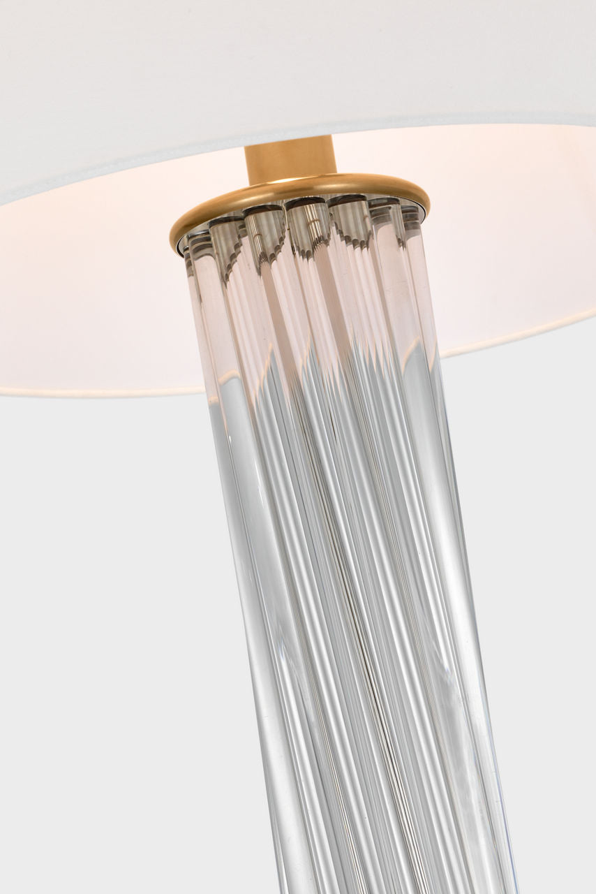 Bouquet Large Table Lamp | Clear Glass Rods and Hand-Rubbed Antique Brass | Linen
