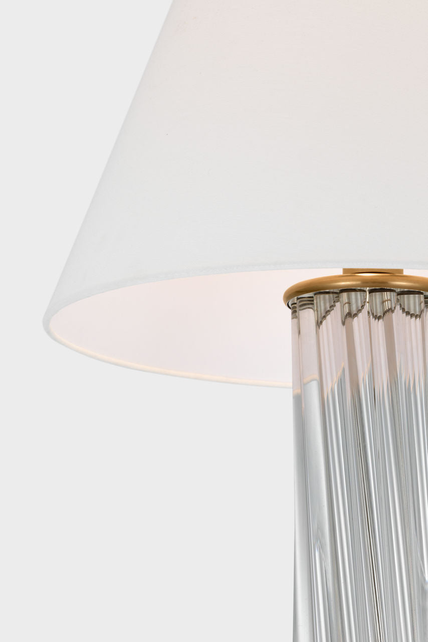 Bouquet Large Table Lamp | Clear Glass Rods and Hand-Rubbed Antique Brass | Linen