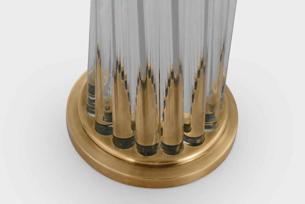 Bouquet Large Table Lamp | Clear Glass Rods and Hand-Rubbed Antique Brass | Linen