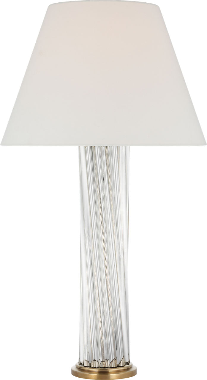 Bouquet Large Table Lamp | Clear Glass Rods and Hand-Rubbed Antique Brass | Linen