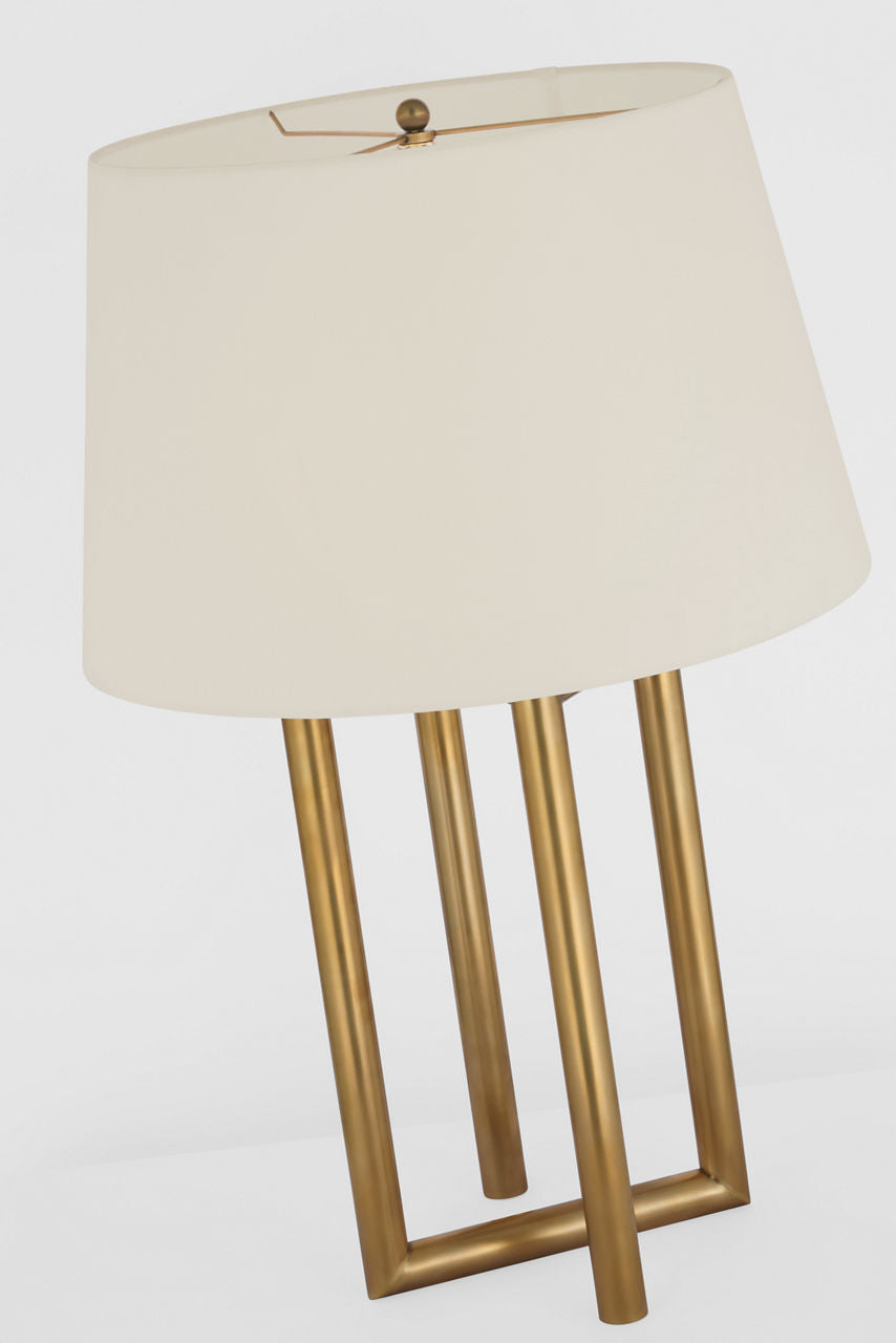 Concorde Large Table Lamp | Hand-Rubbed Antique Brass | Linen Shade
