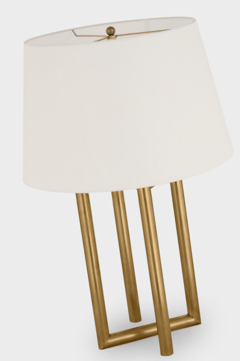 Concorde Large Table Lamp | Hand-Rubbed Antique Brass | Linen Shade