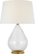Vosges Large Table Lamp | Clear Glass and Hand-Rubbed Antique Brass | Linen Shade