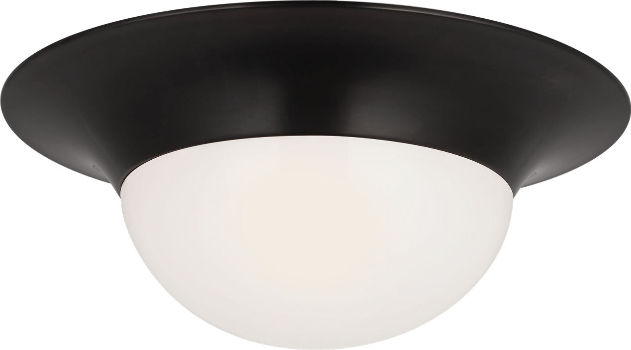 Cluny 18" Flush Mount | Bronze | White Glass