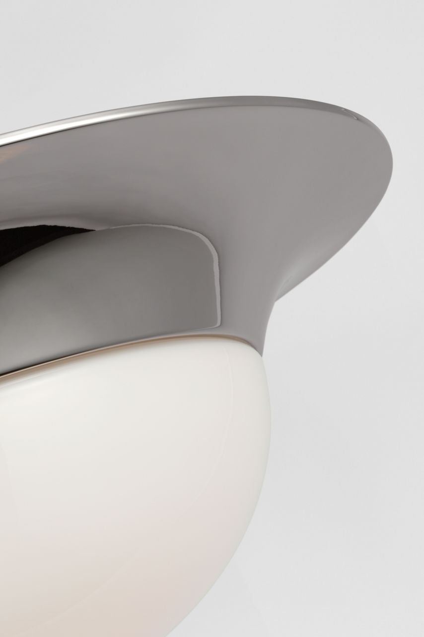 Cluny 18" Flush Mount | Polished Nickel | White Glass