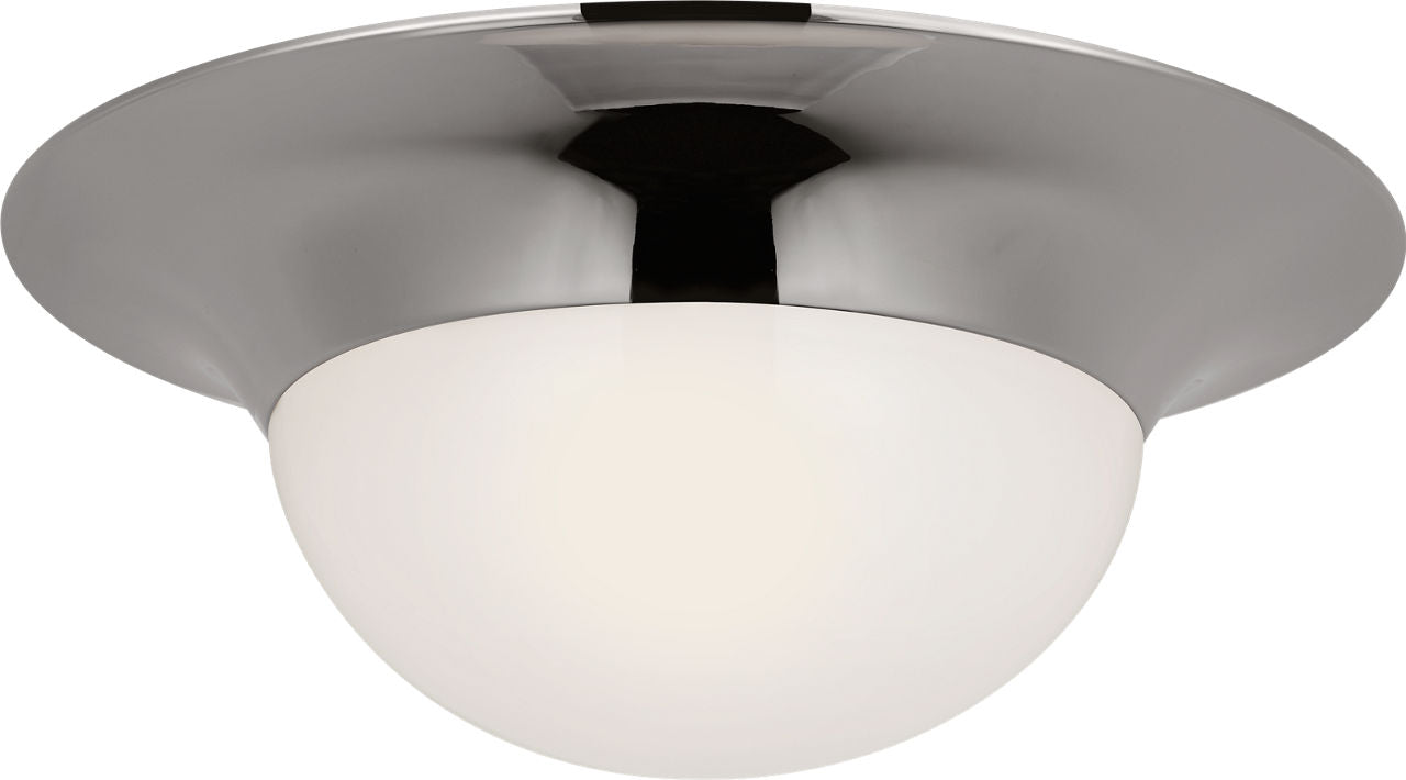 Cluny 18" Flush Mount | Polished Nickel | White Glass