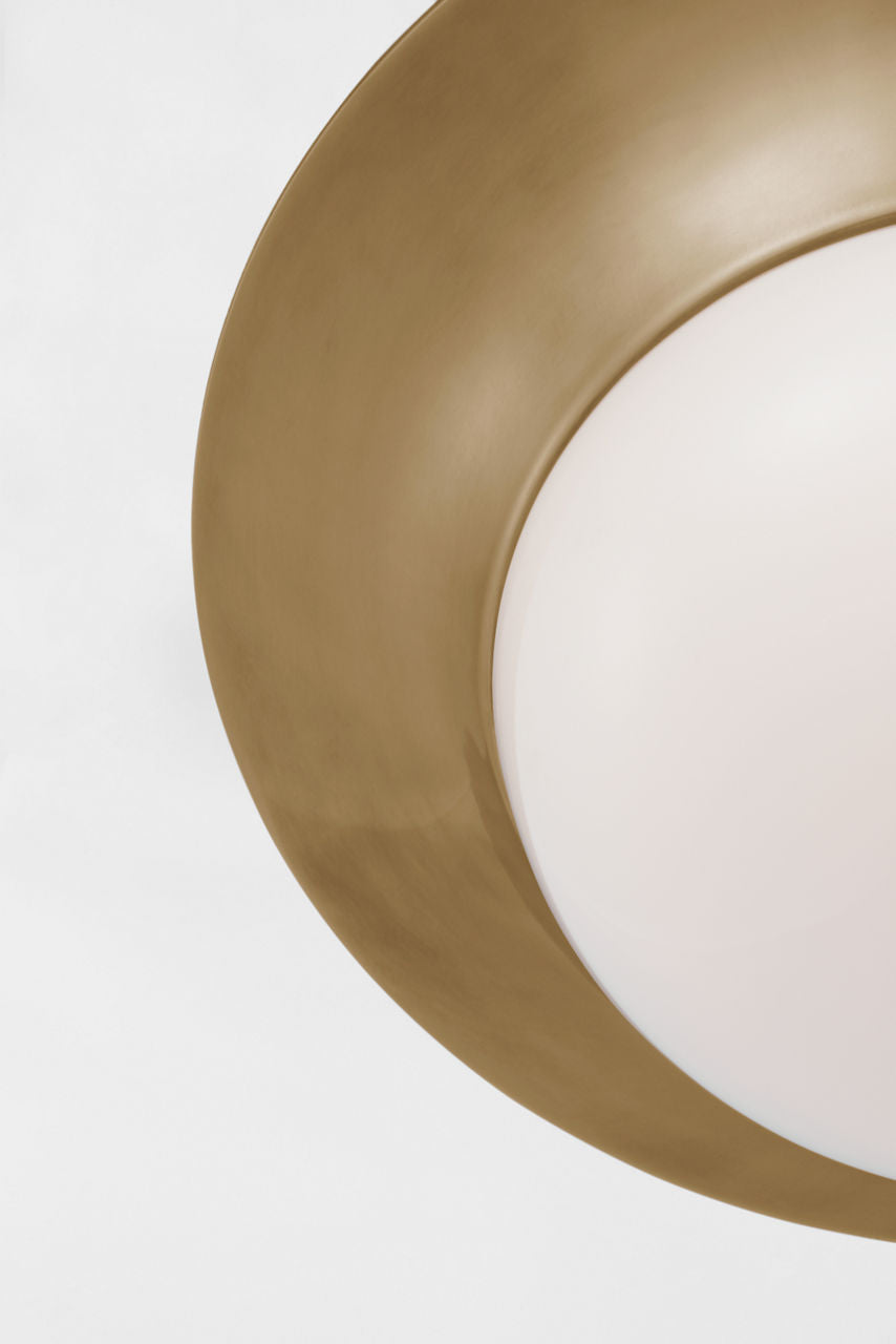 Cluny 24" Flush Mount | Hand-Rubbed Antique Brass | White Glass