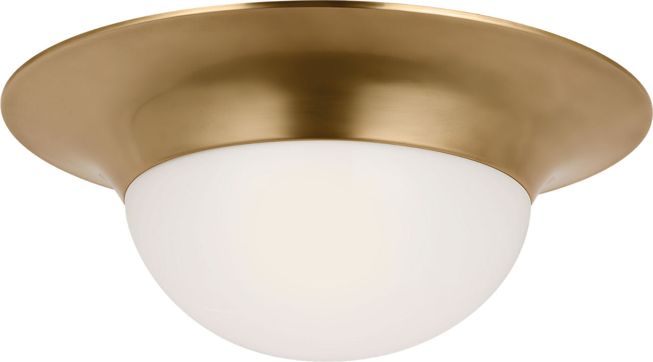Cluny 24" Flush Mount | Hand-Rubbed Antique Brass | White Glass