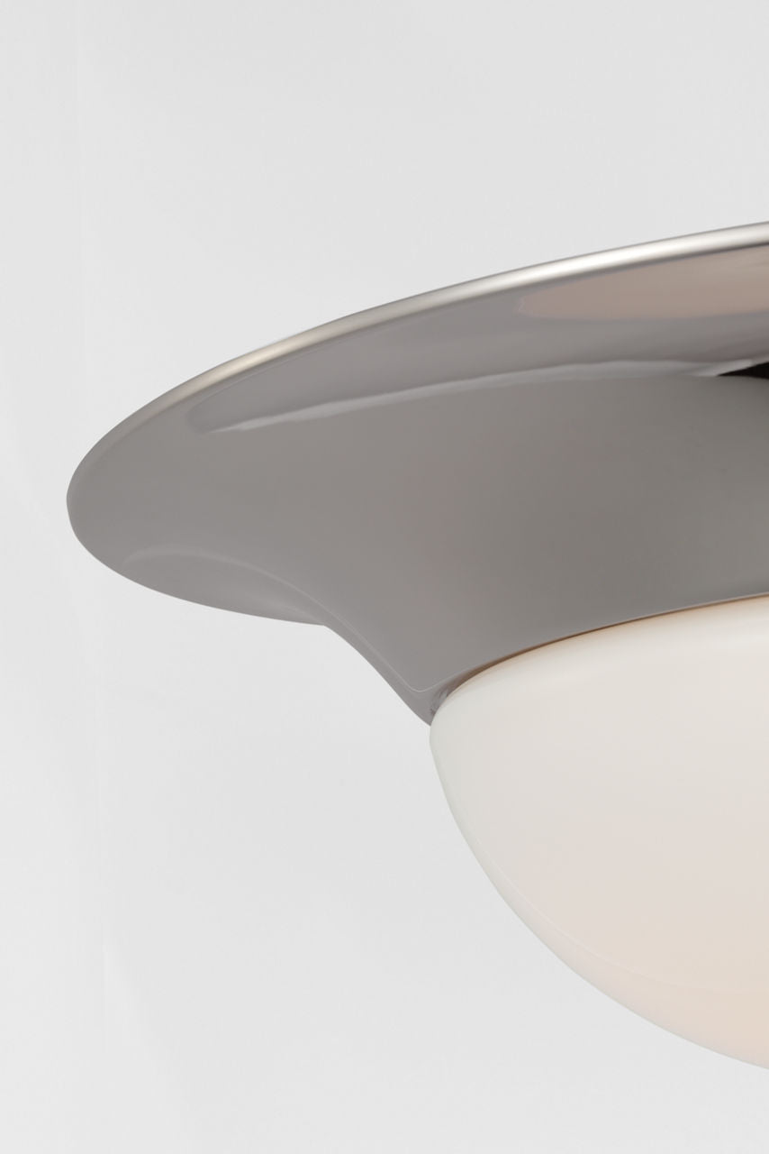 Cluny 24" Flush Mount | Polished Nickel | White Glass