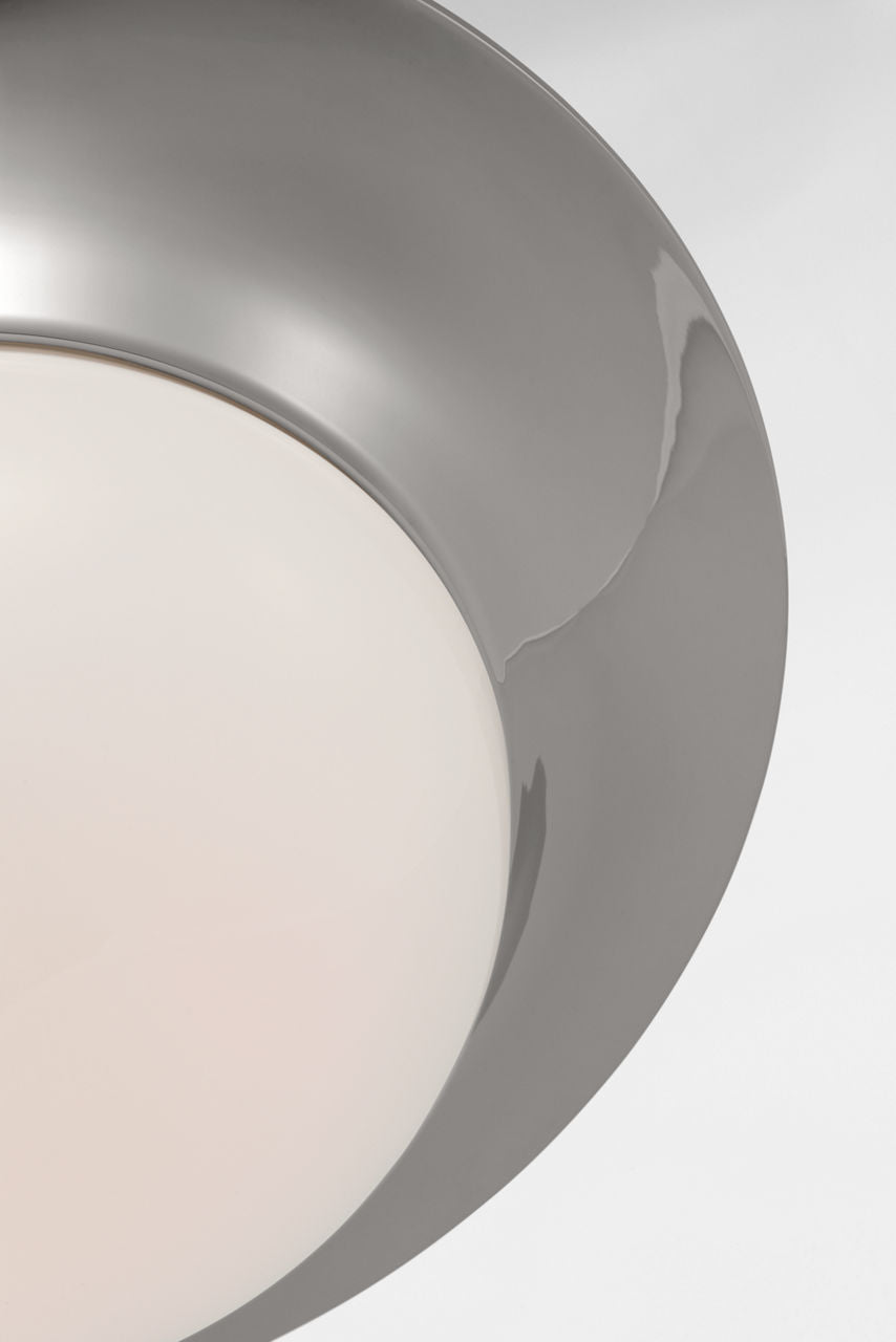 Cluny 24" Flush Mount | Polished Nickel | White Glass
